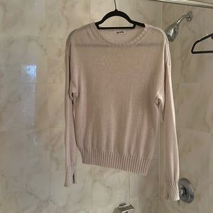 Djerf Avenue Crewneck Sweater Cream Size XS